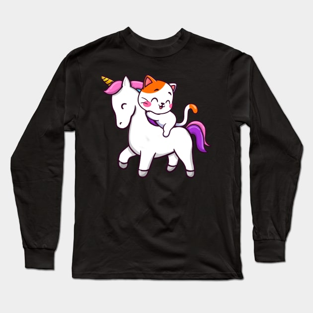 To The Disco! (Cat Riding Unicorn) Long Sleeve T-Shirt by MasutaroOracle